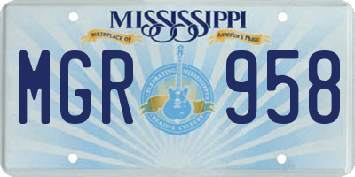 MS license plate MGR958