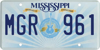 MS license plate MGR961