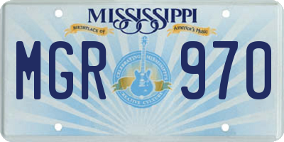 MS license plate MGR970