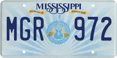 MS license plate MGR972