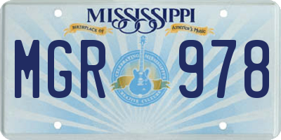 MS license plate MGR978
