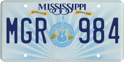 MS license plate MGR984
