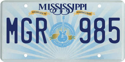 MS license plate MGR985