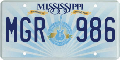 MS license plate MGR986