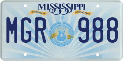 MS license plate MGR988