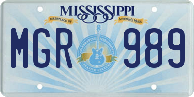 MS license plate MGR989