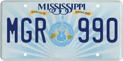 MS license plate MGR990