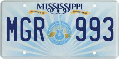 MS license plate MGR993