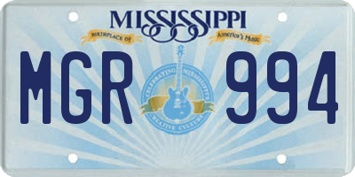 MS license plate MGR994