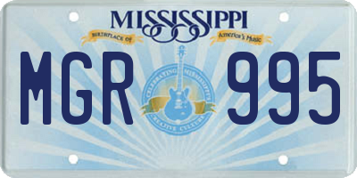 MS license plate MGR995