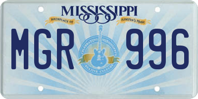 MS license plate MGR996