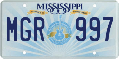 MS license plate MGR997