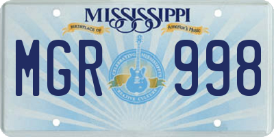 MS license plate MGR998