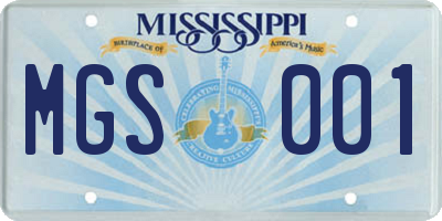 MS license plate MGS001