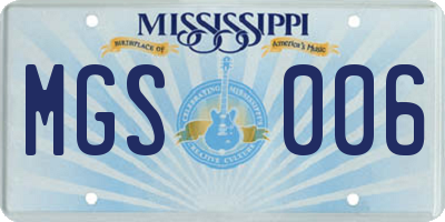 MS license plate MGS006