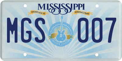 MS license plate MGS007