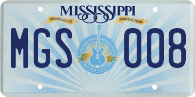 MS license plate MGS008