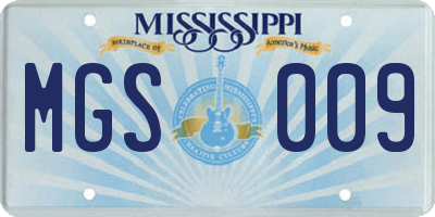 MS license plate MGS009