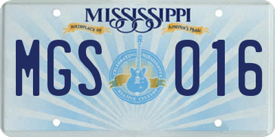 MS license plate MGS016