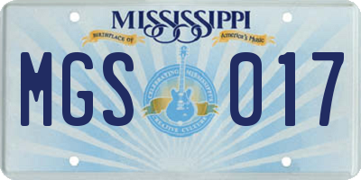 MS license plate MGS017
