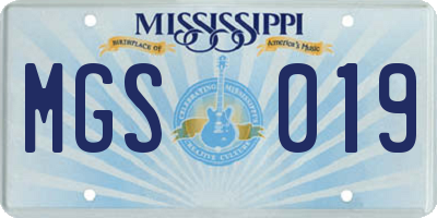MS license plate MGS019