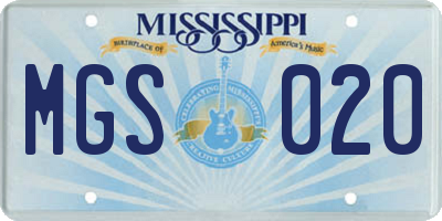 MS license plate MGS020