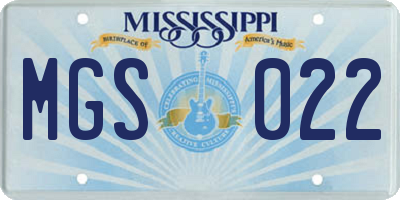 MS license plate MGS022