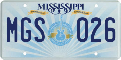 MS license plate MGS026