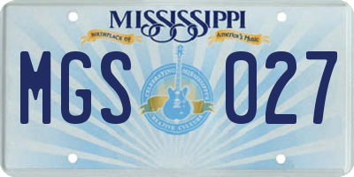 MS license plate MGS027