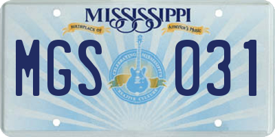 MS license plate MGS031