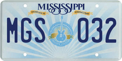 MS license plate MGS032