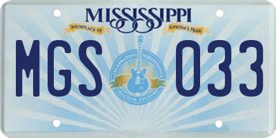 MS license plate MGS033