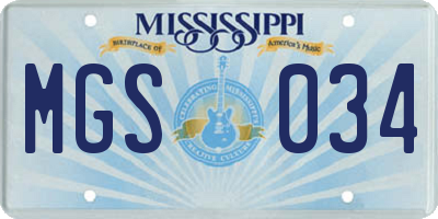 MS license plate MGS034