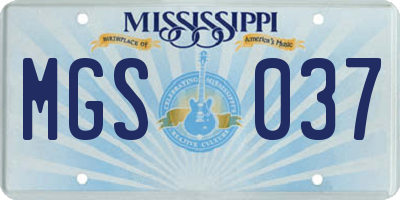 MS license plate MGS037