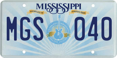 MS license plate MGS040