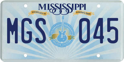 MS license plate MGS045