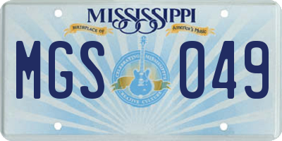 MS license plate MGS049
