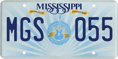 MS license plate MGS055