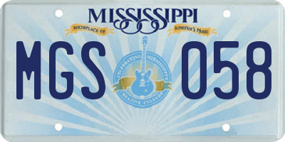MS license plate MGS058
