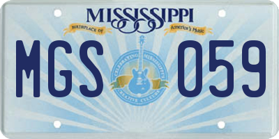 MS license plate MGS059