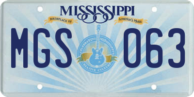 MS license plate MGS063
