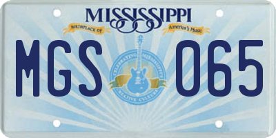 MS license plate MGS065