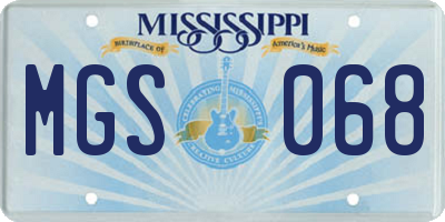 MS license plate MGS068