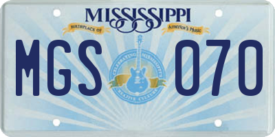 MS license plate MGS070