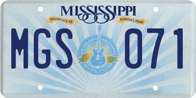 MS license plate MGS071
