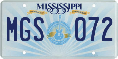 MS license plate MGS072