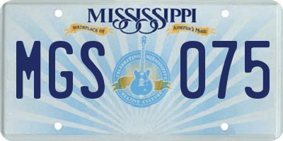 MS license plate MGS075