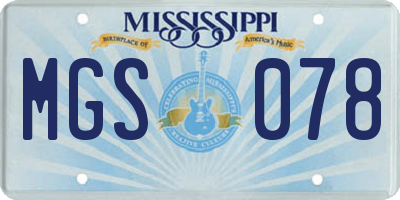 MS license plate MGS078