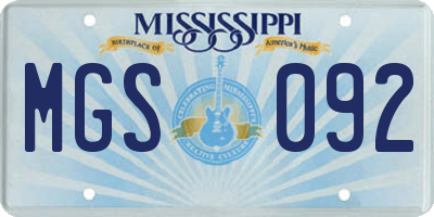 MS license plate MGS092