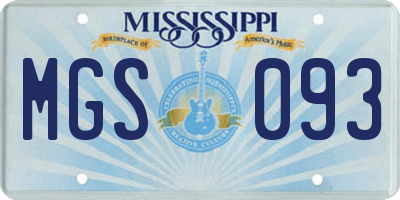 MS license plate MGS093